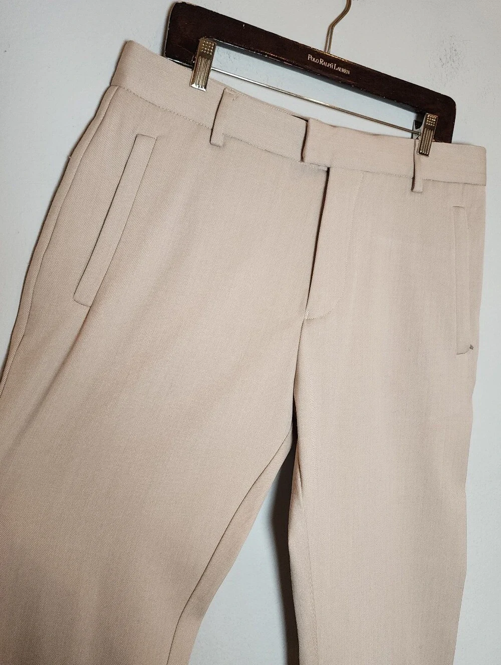Represent Pants Wool Blend Tailored Beige Sesame Ankle Zip Men's Size Large